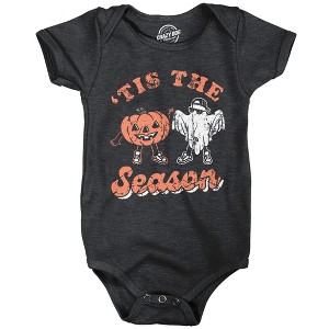 Tis The Season Baby Bodysuit Funny Sarcastic Halloween Graphic Novelty Jumper For Infants - Crazy Dog Baby Bodysuit For Halloween Season - 1 of 4