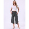 INSPIRE CHIC Women's Capri Lounge Yoga Summer Wide Leg with Pockets Workout Sweat Pajama Pants - 3 of 4
