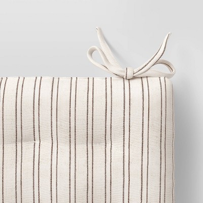 (2 stripe 1 plain) Cotton Striped Chair Pad Black/Natural - Threshold™