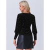 Allegra K Women's Velvet Metallic Shiny Crew Neck Long Sleeve Blouse - 3 of 4