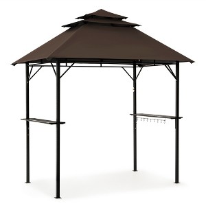 Pamapic 8x5 Feet Brown Outdoor 3-Tiered Vented Roof BBQ Grill Gazebo - 1 of 4