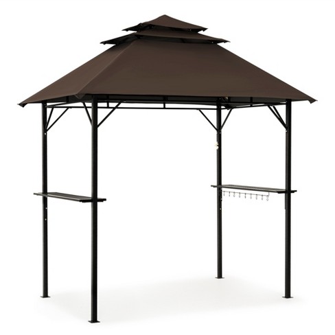 Pamapic 8x5 Feet Brown Outdoor 3-Tiered Vented Roof BBQ Grill Gazebo - image 1 of 4