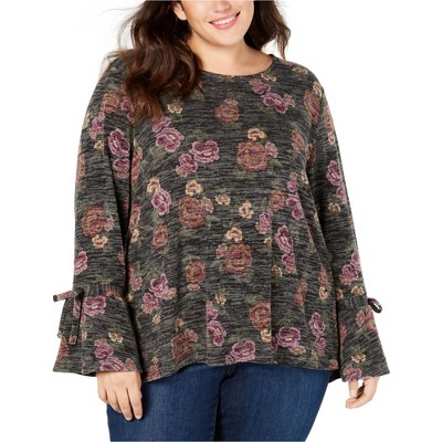 Style & Co. Womens Lantern Sleeve Floral Pullover Blouse