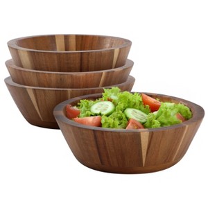 MegaChef 4 Piece 6.75 Inch Acacia Wood Salad Bowl Set in Dark Brown - 1 of 4