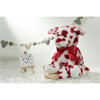 Bearington Collection Romantic Rover Stuffed Animal Plush with Hearts & Bow Puppy Dog, 12"