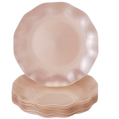 Silver Spoons Elegant Disposable Plastic Plates for Party, Heavy Duty Pearl Disposable Plate Set, (10 PC) - Veil