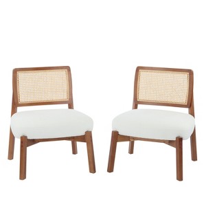 Christopher Knight Home Hailey Wood Accent Chair with Cane Webbing (Set of 2),  Beige/Walnut - 1 of 4