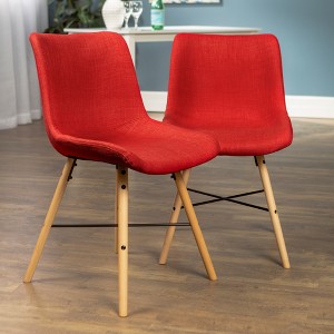 Upholstered Linen Side Chair, Set of 2 Red - Saracina Home