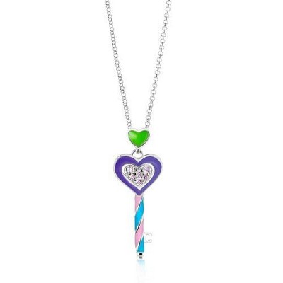 Chanteur Hypoallergenic Kids Jewelry Accessories Heart Key Crystal White Gold Palladium Plating Necklace Pendant