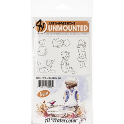 Art Impressions Watercolor Cling Rubber Stamps-Little Girls