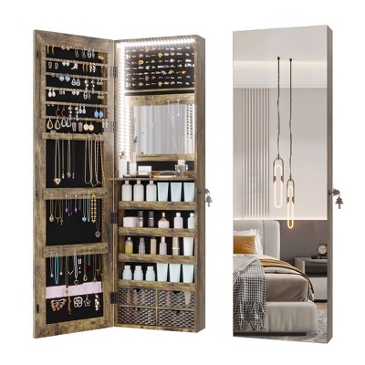 Vlsrka Wall/Door Mounted LED Jewelry Storage Mirror Cabinet