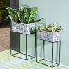 Evergreen Metallic Embossed Floral Planters, Set of 2 - 3 of 4