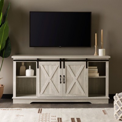 NicBex Farmhouse TV Stand Sliding Media Console with Storage for 65" TVs for Living Room, Bedroom