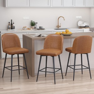 Dyonery Counter Height Bar Stools Set of 2/3,26" Height Upholstered Swivel Bar Stools with Back and with Footrest,Bar Stools for Kitchen Stool Chairs - 1 of 4