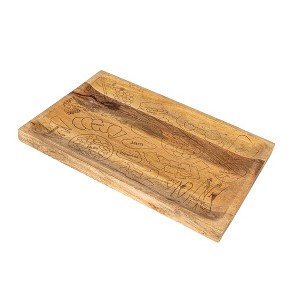 Storied Home Mango Wood Cheese and Serving Board with Laser Etched Charcuterie Spread, Natural - 1 of 4