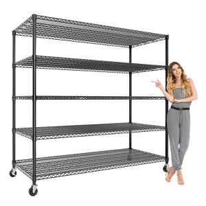 Orieon 59"W Heavy Duty 5-Tier Shelving Unit, 3300 LB Capacity Metal Rack with Wheels for Garage Warehouse. - 1 of 4