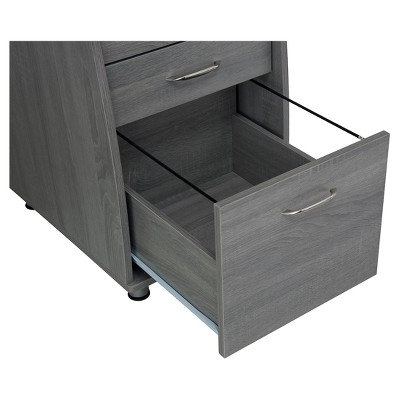 Gray Rectangular Workstation Desk with Storage and Keyboard Tray