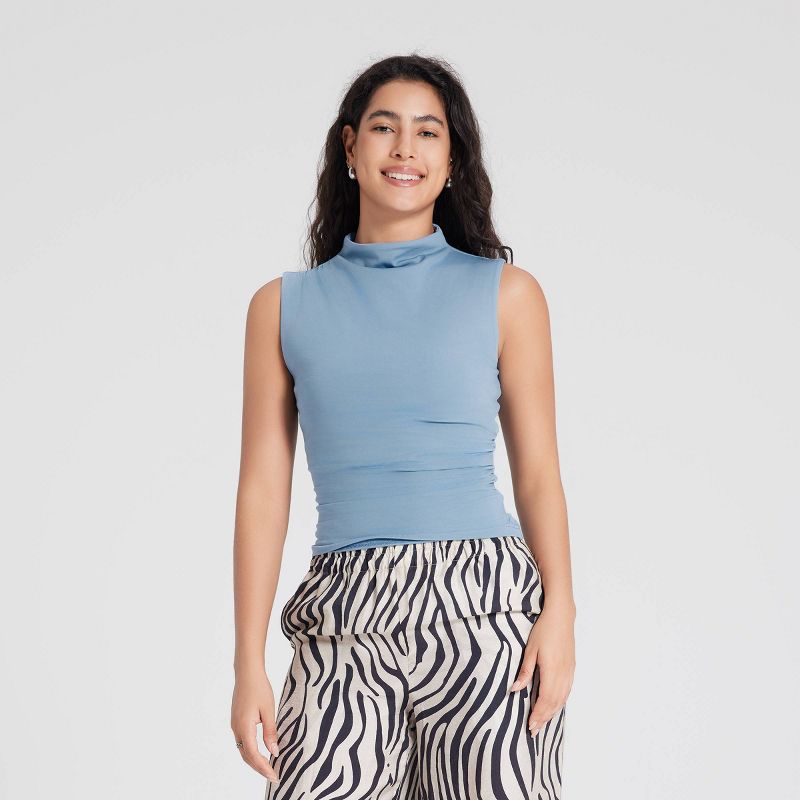 Women's Draped Knit Top - A New Day™ Light Blue M