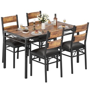 Dining Table with Upholstered Chairs & Corner Protector, Bistro Table and Chairs for Kitchen, Apartment - 1 of 4