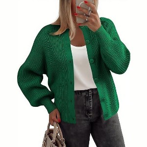 Zeagoo 2025 Cardigan Sweaters for Women Long Sleeve Chunky Knit Cardigan Crew Neck Button Down Fall Fashion Clothes - 1 of 4