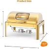 Roll Top Chafing Dish for Buffet, 9QT Rectangle Stainless Steel Commercial Food Warmer with Visible Lid, Water Pan, Stand & Fuel Holder - 3 of 4