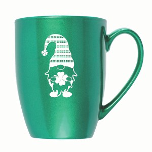 Elanze Designs Gnome With Stripes On Hat 10 ounce New Bone China Coffee Tea Cup Mug, Emerald Green - 1 of 4