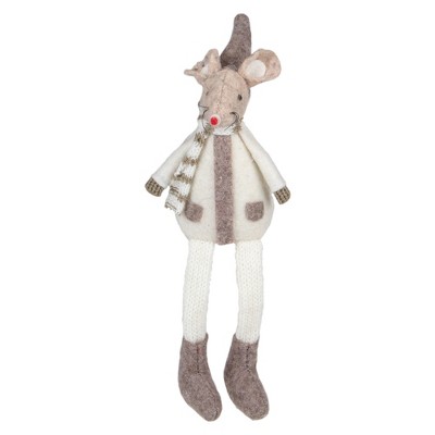 Northlight 9.5" Sitting Plush Christmas Mouse Figure