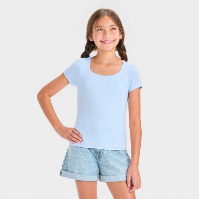 Girls' Short Sleeve Scoop Neck Super Soft T-Shirt - art class™