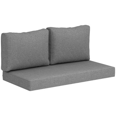 Outsunny 2 Seater Patio Furniture Cushions, 5 in Outdoor Loveseat Cushions with Removable Cover, Replacement Cushions for Outdoor Furniture