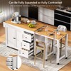 Kumasinova 75" Kitchen Island Cart with Expandable Table&3 Drawers,Kitchen Cart with Power Outlets&Spice Rack,Large Rolling Kitchen Island on Wheels - 3 of 4