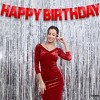 KatchOn, Shiny Red Happy Birthday Banner - Pre-Strung, 10 Feet | Red Party Garland Decorations - 2 of 4