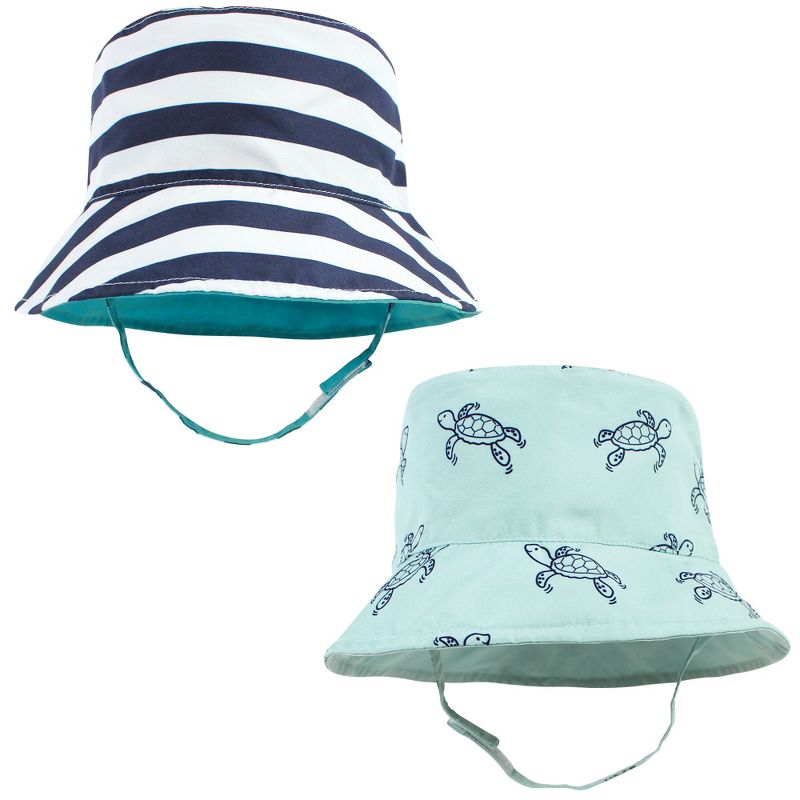 Hudson Baby Infant Boy Sun Protection Hat, Sea Turtle Stripe, 1 of 8