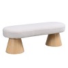 Modern Fabric Upholstered Dining Bench,Entryway Bench with Wood Legs,No Assembly Required,Bedroom or Dining Room Accent Bench-Coolbibila - 3 of 4