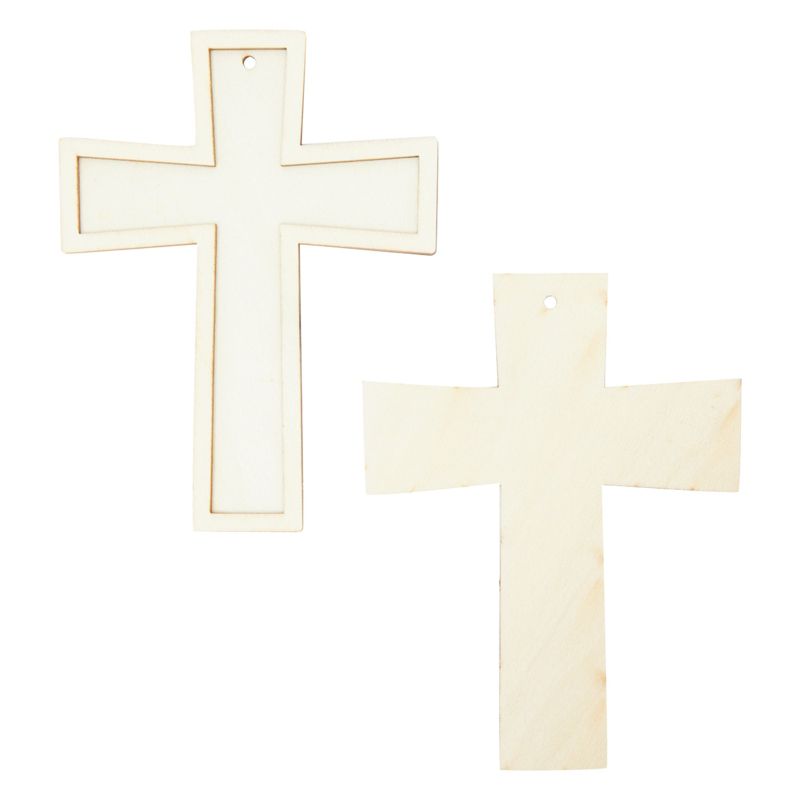 Bright Creations 12 Pack Unfinished Small Wooden Crosses for Crafts with Gold String for DIY Ornaments, 3.8x5 in, 5 of 9