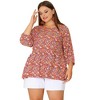 Agnes Orinda Women's Plus Size Keyhole Babydoll Lantern Retro Summer Floral Blouses - 3 of 4