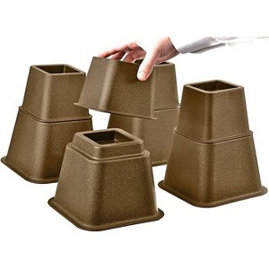 Bed Risers or Furniture Riser, Adjustable Heavy Duty Bed Lifts Set of 4 in Heights of 8, 5 or 3 Inches in color Brown - HomeItUsa - 1 of 4