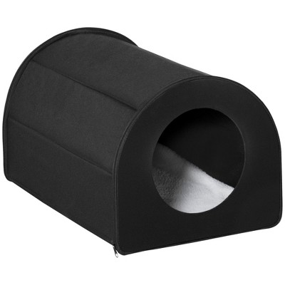 Munora Winter Heated Double-Wide Cat House, Water-Resistant Indoor/Outdoor Shelter for Multiple Cats, Black