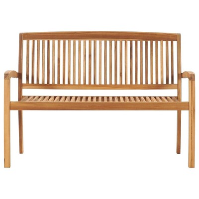 4 ft Anthracite Teak Wood Patio Bench with Cushion