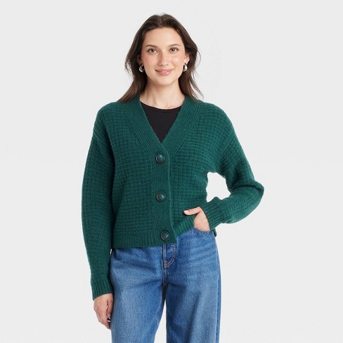 Dark green cardigan sweater hotsell