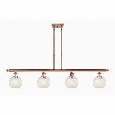 White Mouchette - 4 Light Stem Hung Island In Modern Style-8.5 Inches Tall and 48 Inches Wide