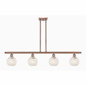 White Mouchette - 4 Light Stem Hung Island In Modern Style-8.5 Inches Tall and 48 Inches Wide - 1 of 1