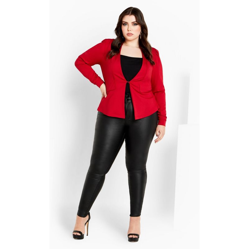 Women's Plus Size Piping Praise Jacket - cherry | CITY CHIC, 3 of 8