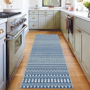 Rug Machine Washable,  Rug Non Slip Small Bedroom, Rug Low Pile Throw Rug, for Dining Room Living Room, Geometric Area Rug Entryway Rug - 1 of 4