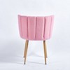 Zeus & Ruta Modern Dining Chair Set Of 2 with Iron Tube Wood Color Legs, Shorthair Cushions and Comfortable Backrest, Pink - 3 of 4