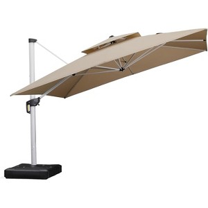 PURPLE LEAF 12ft Patio Umbrella Outdoor Square Double-Top Aluminum Umbrella Cantilever Patio Umbrella for Garden Deck Pool Patio - 1 of 4