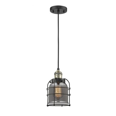 Bell Cage - 1 Light Cord Hung Mini Pendant In Traditional Style-9 Inches Tall and 6 Inches Wide