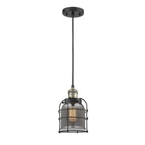 Bell Cage - 1 Light Cord Hung Mini Pendant In Traditional Style-9 Inches Tall and 6 Inches Wide - 1 of 1