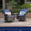 FIONECA Outdoor Club Chairs Set of 2, Acacia Wood Frame with Blue Cushions, All-Weather Patio Chairs for Garden & Porch - 2 of 4