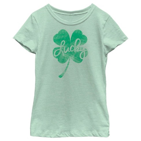 Girl's Lost Gods St. Patrick's Day Lucky Retro Shamrock T-Shirt - image 1 of 3