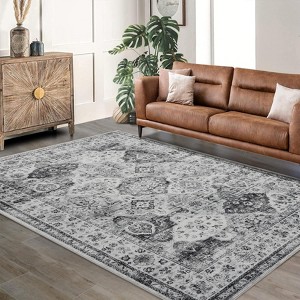 Boho Living Room Rug Washable Vintage Low Pile Non Slip Area Rug for Bedroom Farmhouse Retro Rug Indoor Decor - 1 of 4